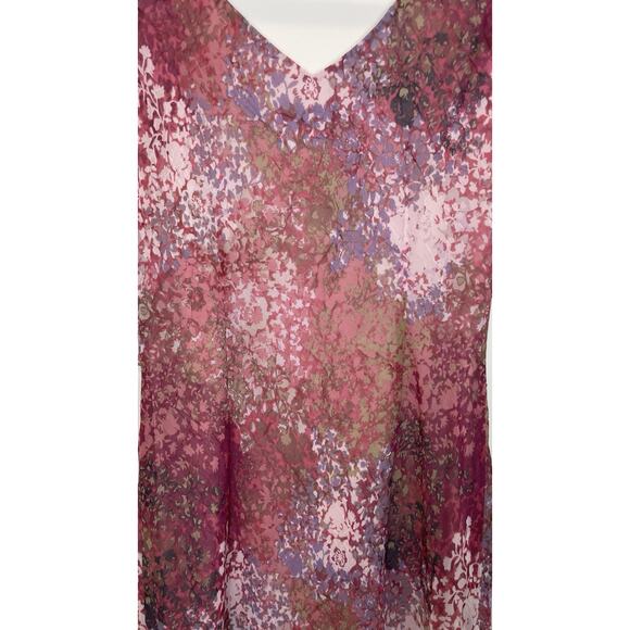 Breakin' Loose Y2K 90s Pink Floral Ruffle V-Neck Asymetrical Midi Dress Sz 9/10 - Picture 9 of 15